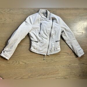 Diesel grey moto-style jacket zippered pockets asymmetrical front zipper m